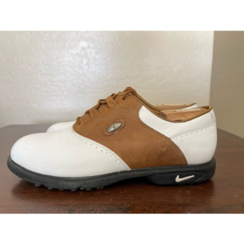Nike Womens Zoom Air Golf Sneakers White Brown 192046 Colorblock Spikes 10M - Picture 3 of 7